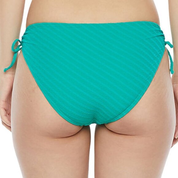 Mynah Green Textured Hipster Bikini Swimsuit Bottom Lined Adjustable Ties Large - Picture 3 of 11